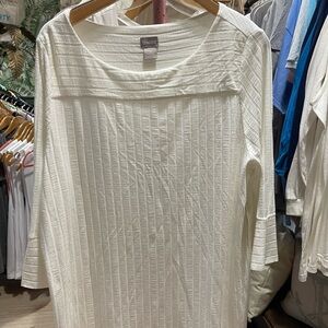 Chico's Cream Long Sleeve Textured Top